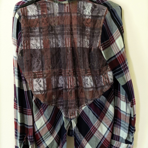 Sam Edelman 'Riley' Lace Back Plaid Shirt - Picture 5 of 8